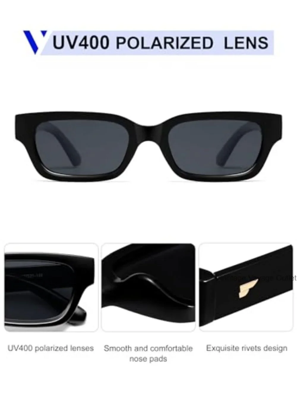 Polarized Small Square Cat Eye Sunglasses for Women UV400 Protection Retro